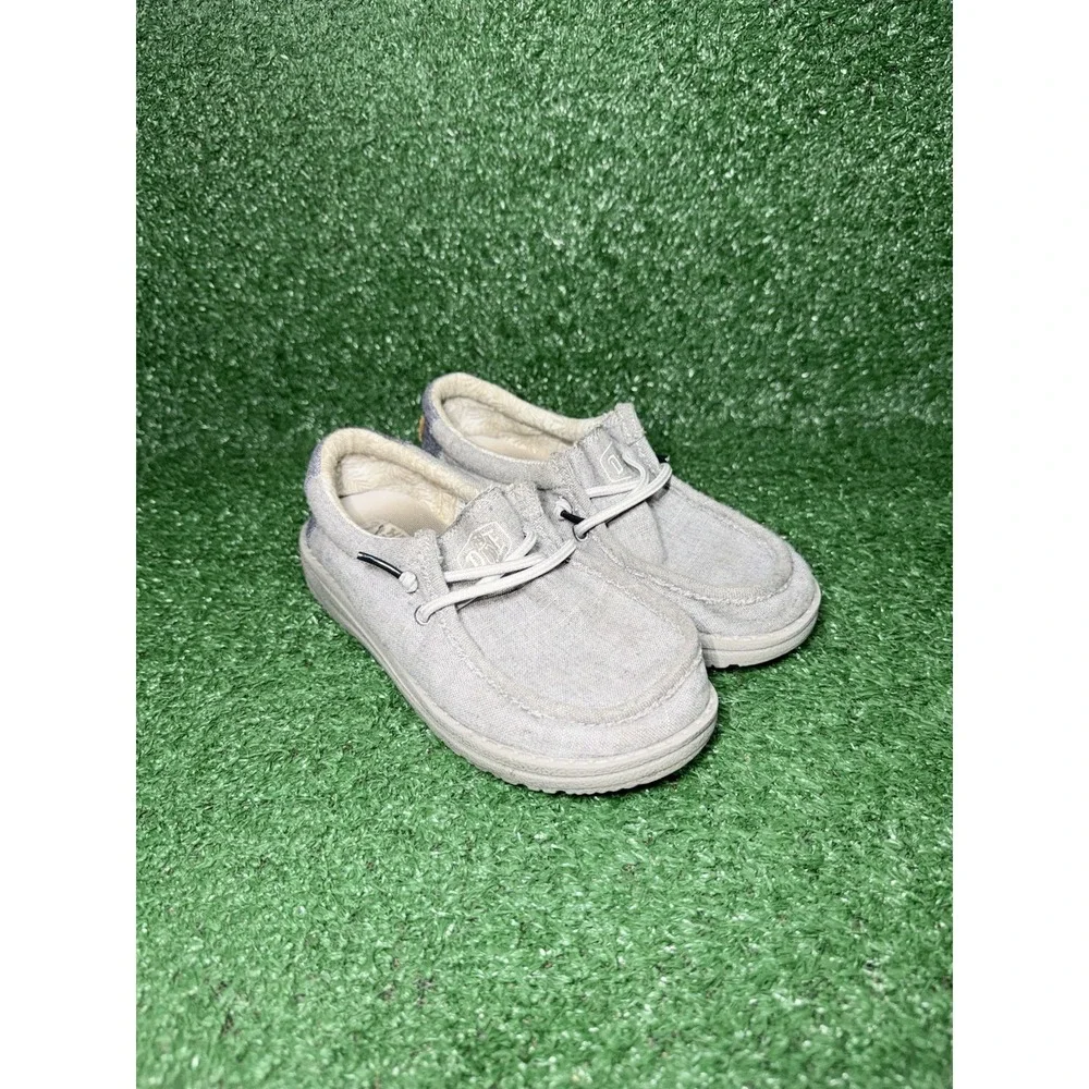 Hey Dude Wally Youth Kids Size 2 Steel Grey Slip On Shoes Comfort Walking Loafer